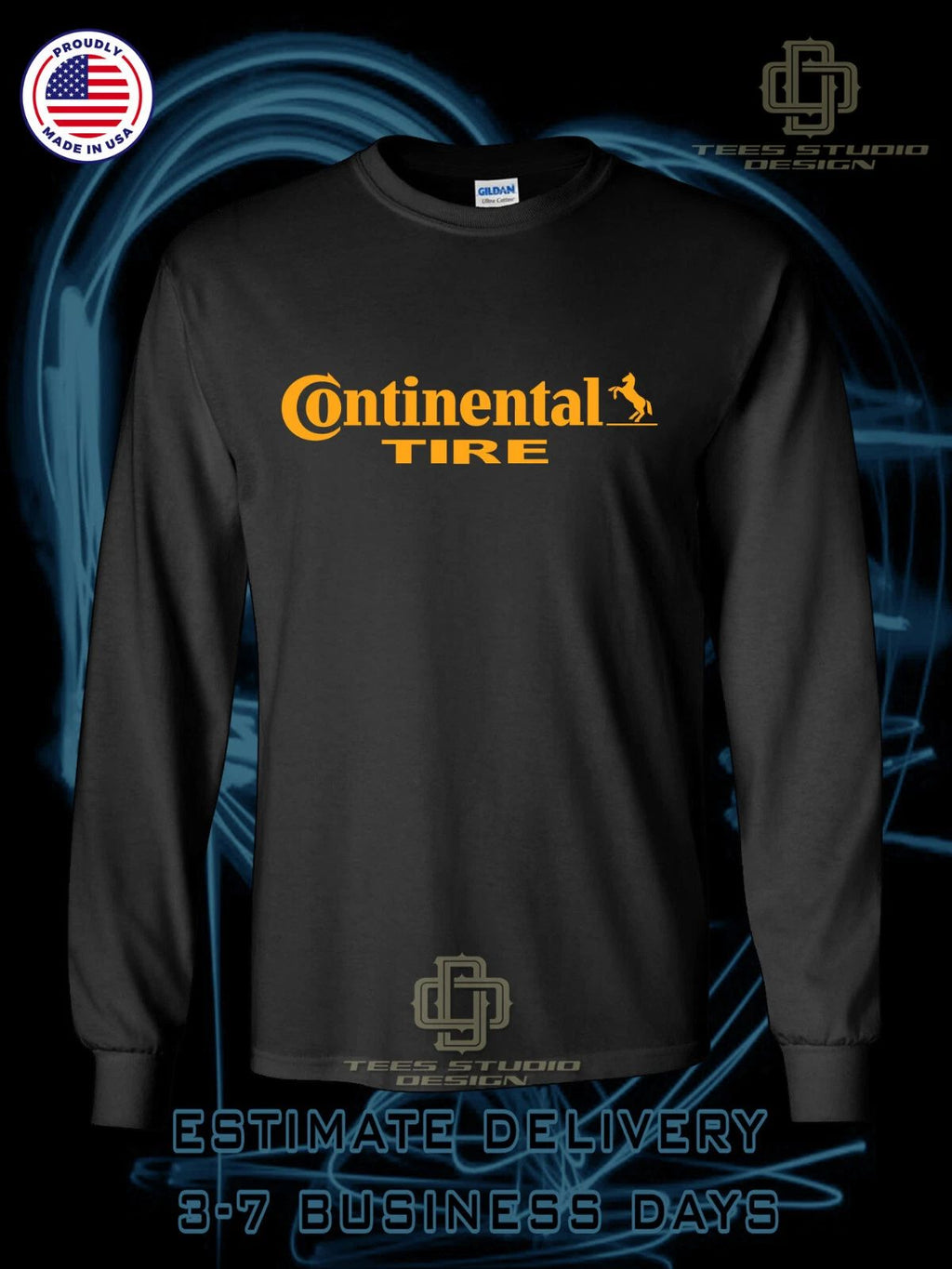 New Tee Shirt Continental Tire Men's T-Shirt American Long Sleeve Dotees T-Shirt