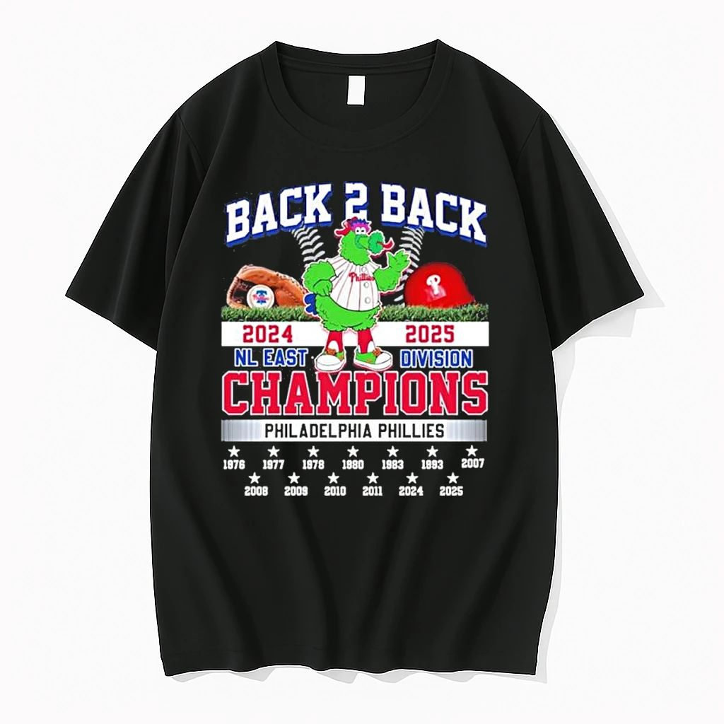 Back 2 Back 2024 2025 Nl East Division Champions Philadelphia Phillies Mascot Tshirts Sweater