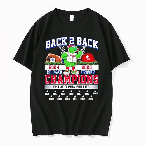 Back 2 Back 2024 2025 Nl East Division Champions Philadelphia Phillies Mascot Tshirts Sweater
