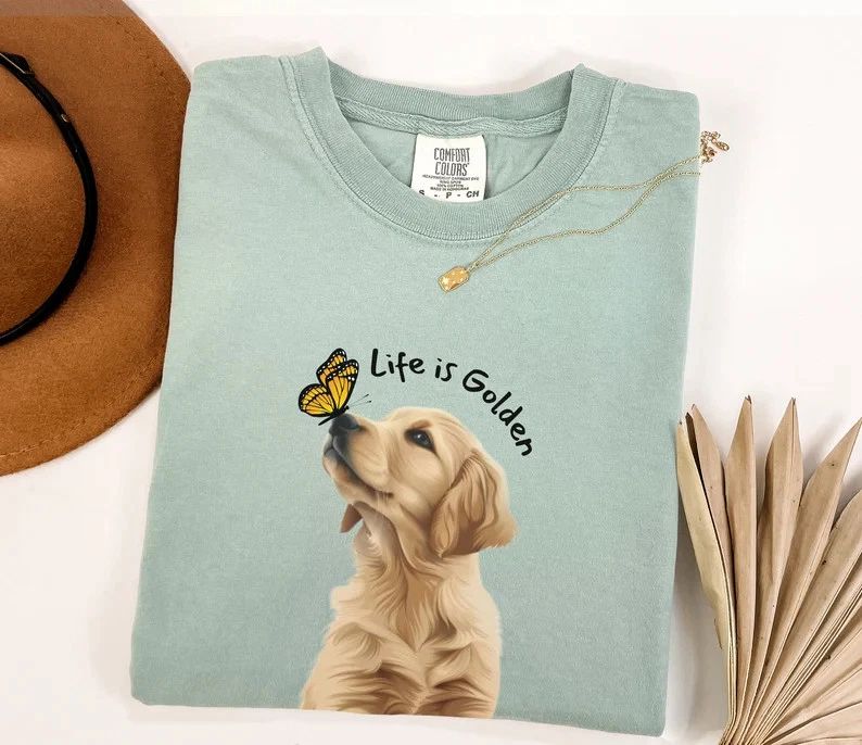 Cute Golden Retriever Puppy Dog Pet Lover Animal Comfort Tee