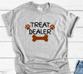 Treat Dealer, Cats and Dogs, Gray Unisex, Men's and Women's Short Sleeve T-shirt