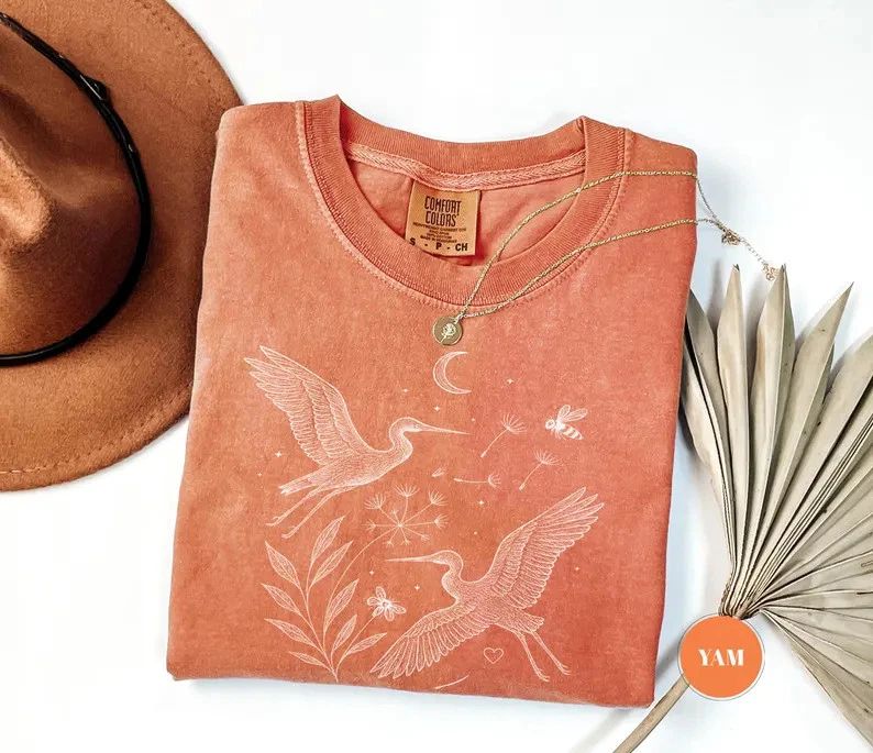 Comfort Tee Heron Nature Shirt Boho Bird Lover Gift Idea
