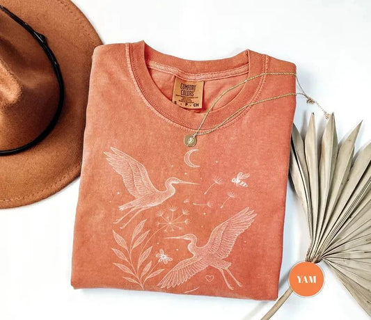 Comfort Tee Heron Nature Shirt Boho Bird Lover Gift Idea