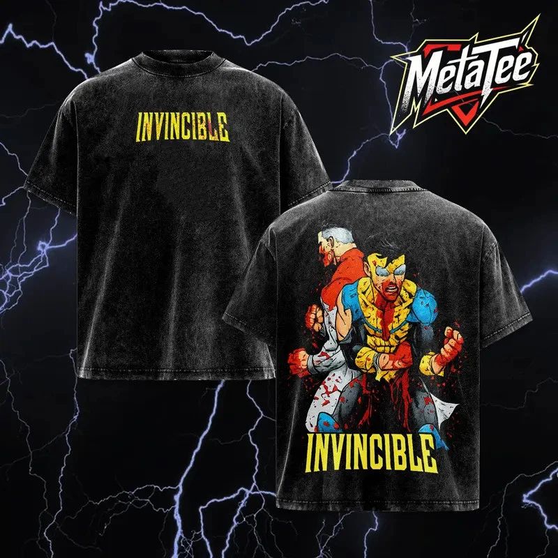 Invincible vs Omni Man Inspired Vintage Comic Sup Graphic Tee Streetwear T-Shirt