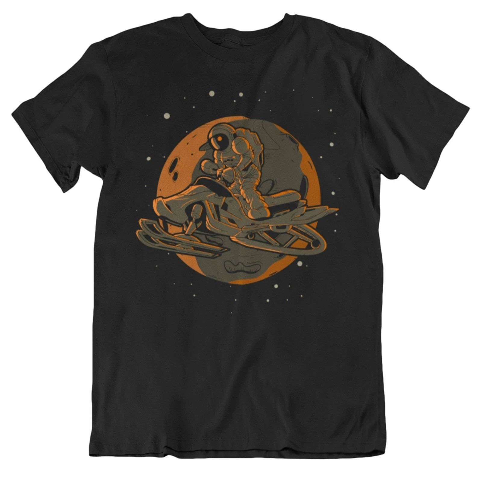 Men's Snowmobiling Shirt - Snowmobiling Astronaut Outer Space Spaceman T-Shirt