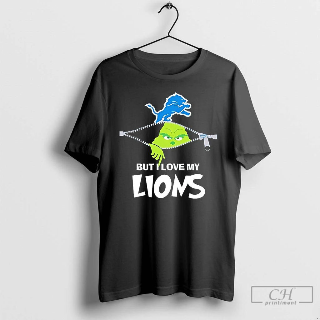 Classic Grinch Zipper But I Love My Detroit Lions Christmas T Shirts