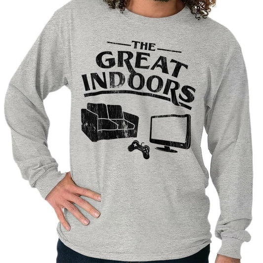 Funny Video Game The Great Indoors Introvert Long Sleeve T Shirts Tees For Men