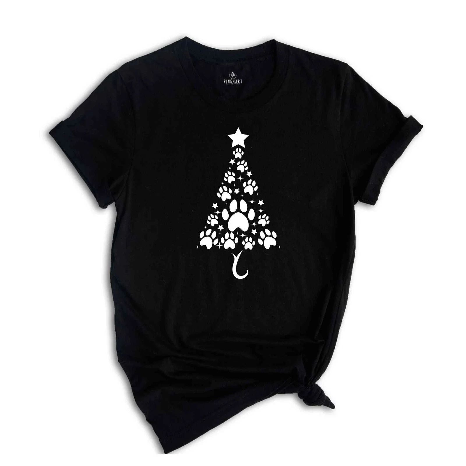 Dog Paw Tree Shirt, Cute Dog Shirt, Christmas Tree Shirt, Christmas Sweatshirt,