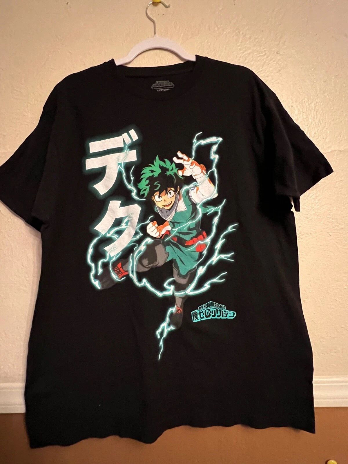 My Hero Academia Mens XL Graphic T-Shirt Deku Black Short Sleeve
