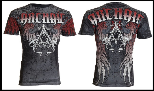 ARCHAIC by AFFLICTION Black CIPHER Short Sleeve Slim Fit Y2K T-shirt NWT