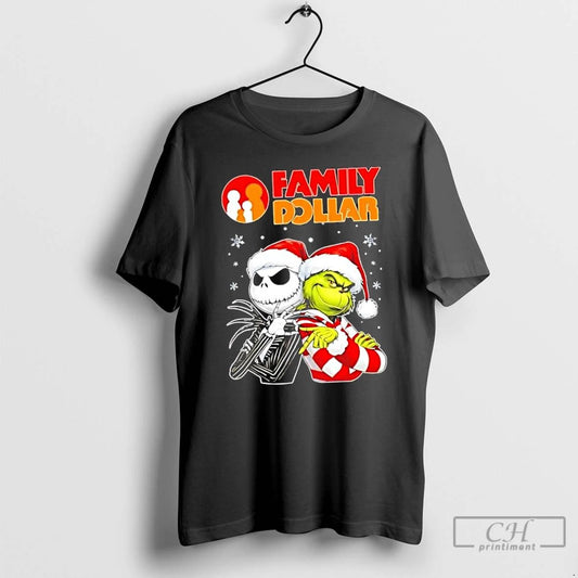 Classic Family Dollar X Jack Skellington And Grinch Six Seven Merry Christmas T Shirts