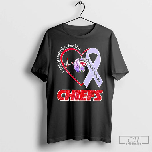 Classic Kansas City Chiefs I Will Remember For You Alzheimers Awareness T Shirts