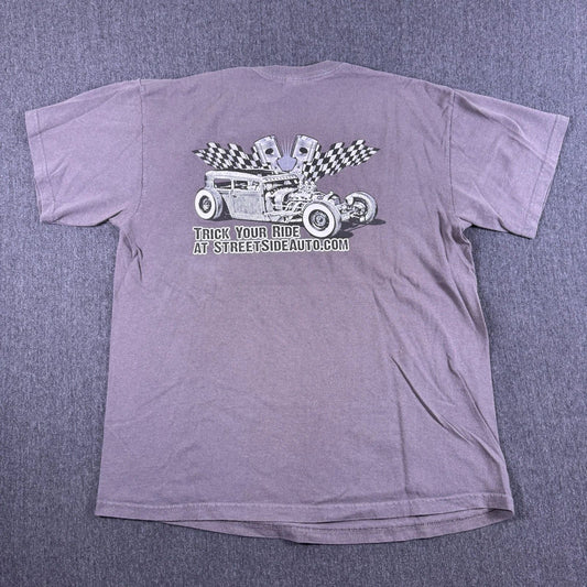 Gildan Muscle Car Style Street Side Logo Crew Neck Graphic Tees Size Large