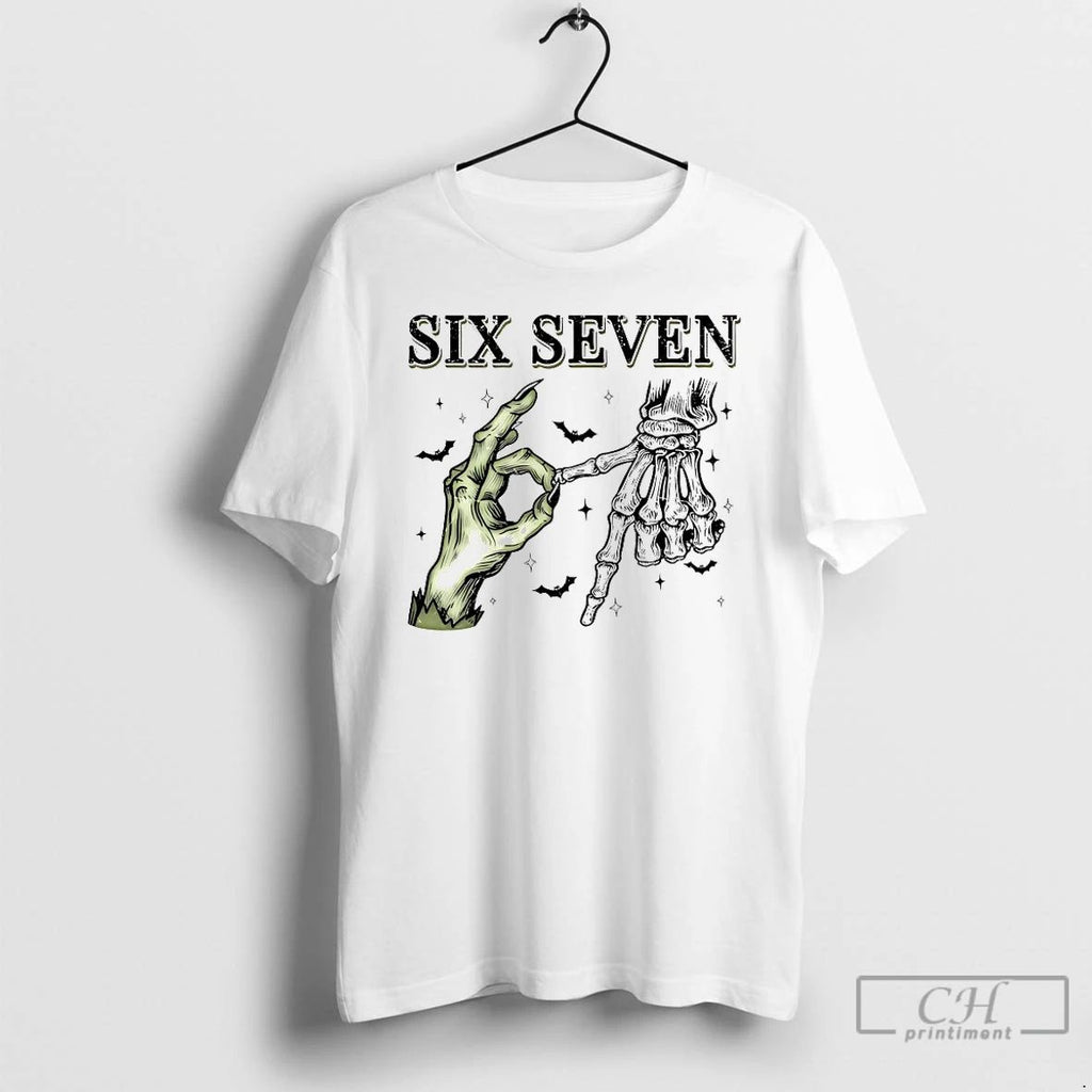 Classic Six Seven 67 Skeleton Hands Halloween T Shirts