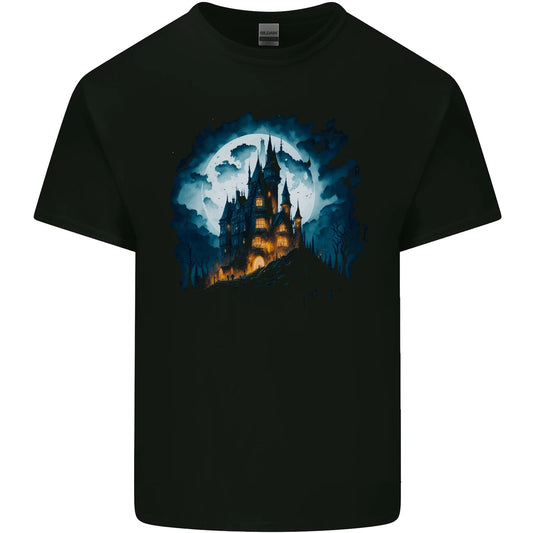 A Haunted Castle Fantasy Halloween Mens Cotton T-Shirt Tee Top