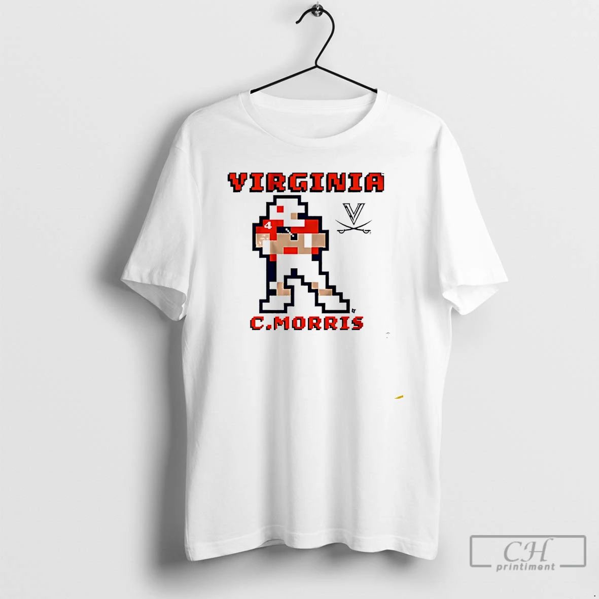 Premium Virginia Cavaliers Football Chandler Morris Retro Baller Pixel T Shirts