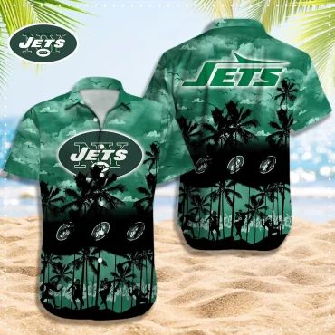 New York Jets Palm Paradise Hawaiian Shirt