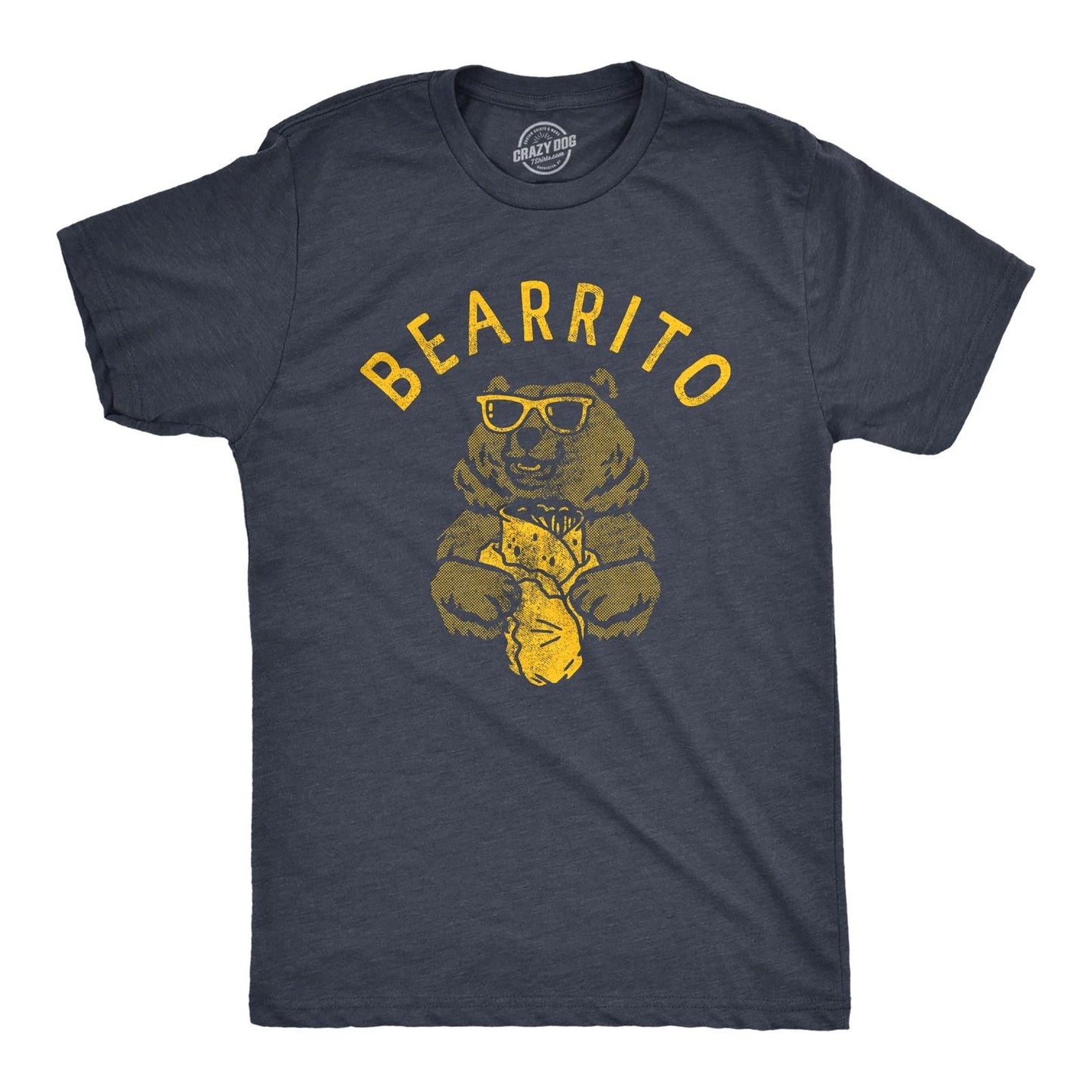 Mens Bearrito T Shirt Funny Sarcastic Bear Burrito Mexican Food Tee for Guys
