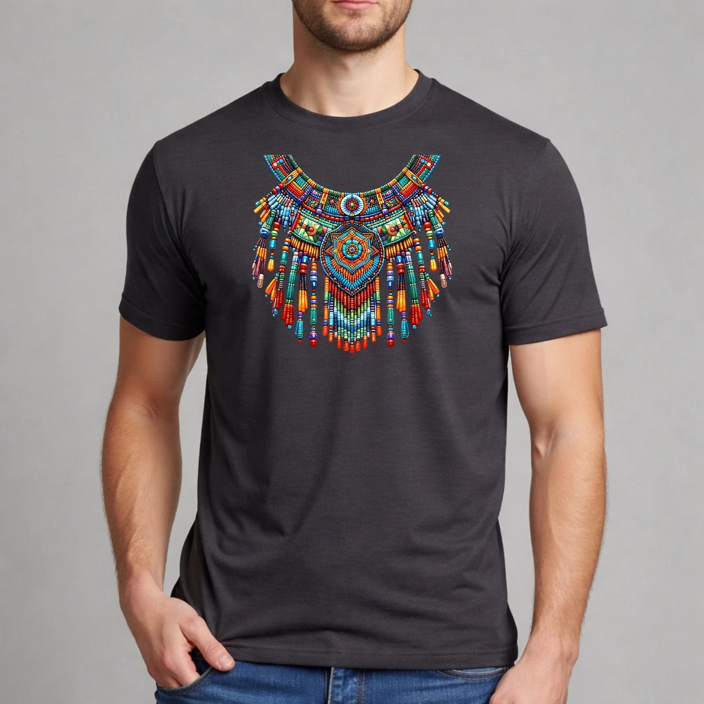 Native American Beaded Necklace Tribal Art Boho Graphic Gift Unisex T-Shirt