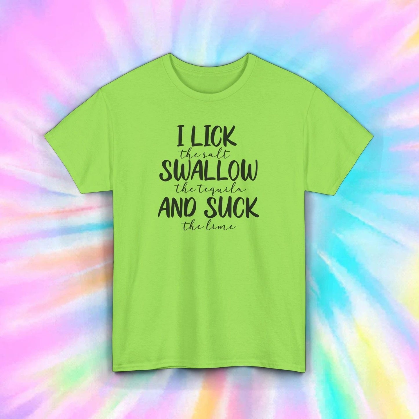 I Lick Swallow Suck Tequila Funny Drinking Graphic T-Shirt Party Tee S-5XL