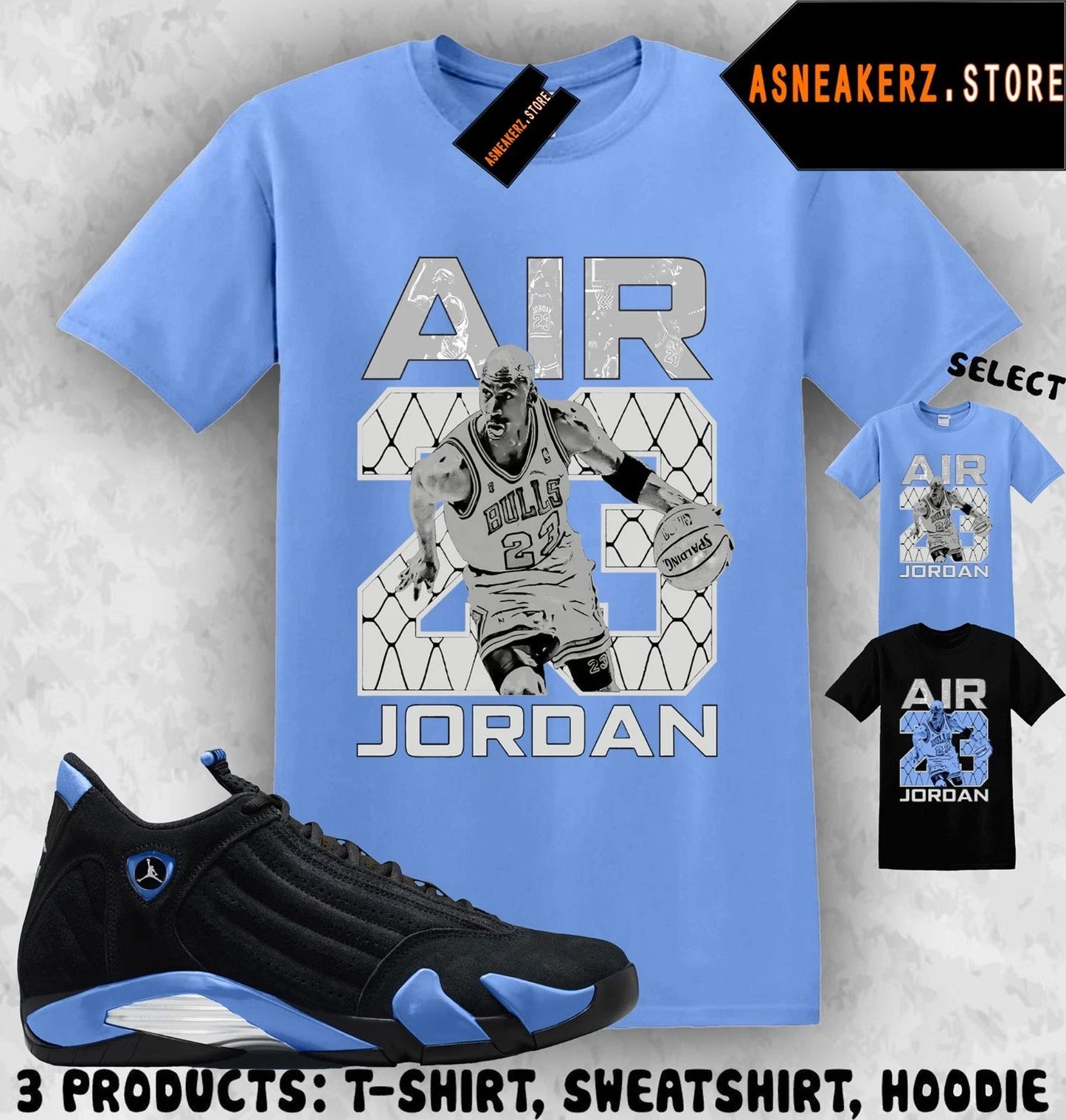 Shirt Matching AJ 14 Black University Blue 2026 Match Sneaker Vintage Air MJ 23