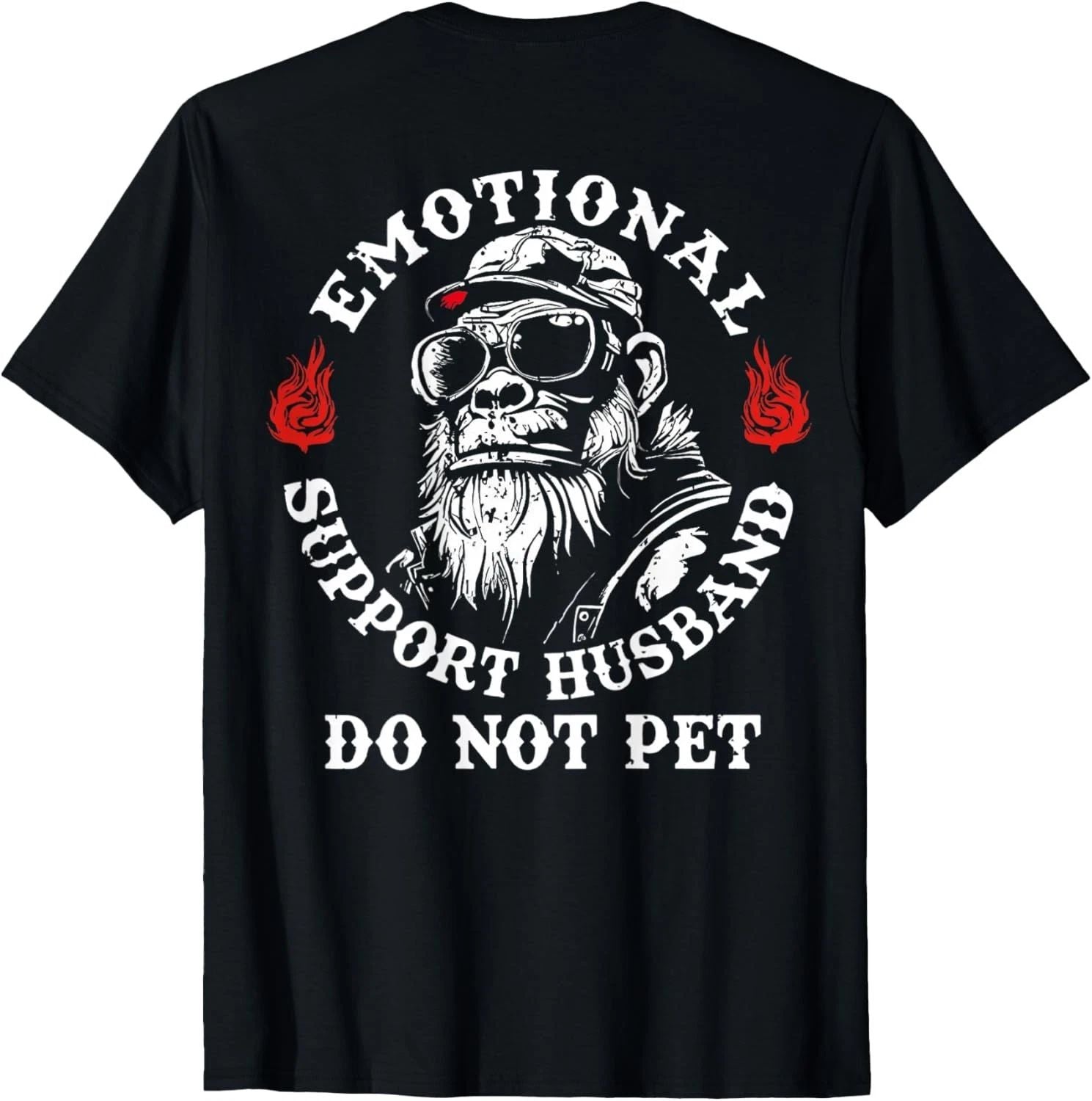 Emotional Support Husband Do Not Pet Funny Monkey (On Back) unisex T-Shirt