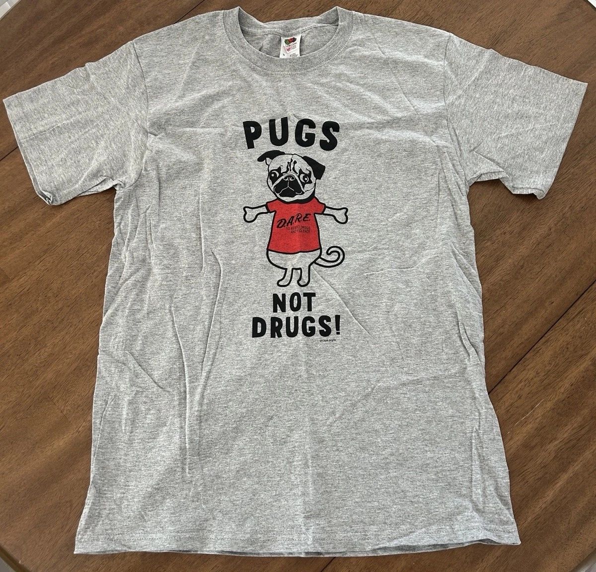 DARE Drugs Not Pugs T-Shirt Various Sizes New Old Stock Drug Education Vintage