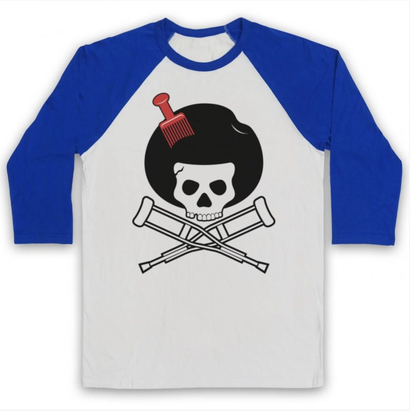 JACKASS SKULL AND CROSSBONES UNOFFICIAL KNOXVILLE AFRO 3/4 SLEEVE BASEBALL TEE