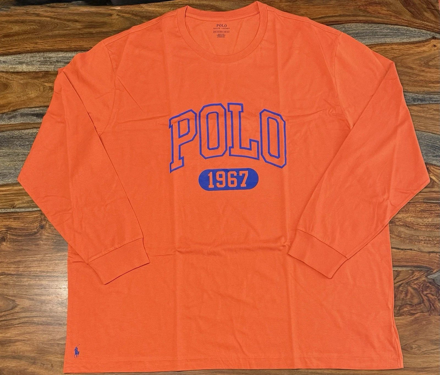 Ralph Lauren Long Sleeve T-Shirt Cotton Orange Big & Tall Men’s Size 3XB