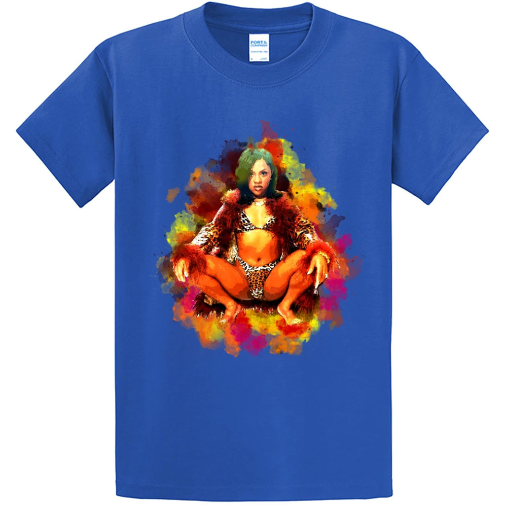 NEW STREETWEAR ON DEMAND LIL KIM WATERCOLOR BLUE TEE SHIRT S-4XLARGE MADE IN USA