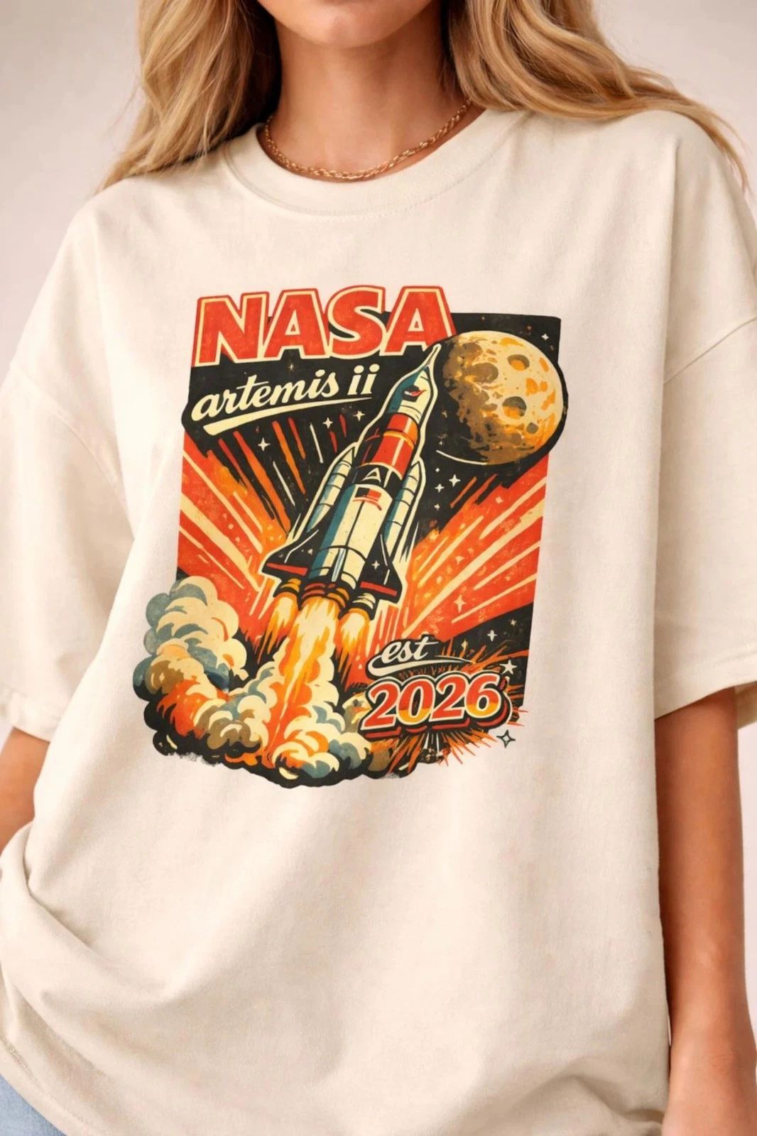 Artemis II Around Moon 2026 Space Mission TShirt Explorer Astronomy Graphic S5XL