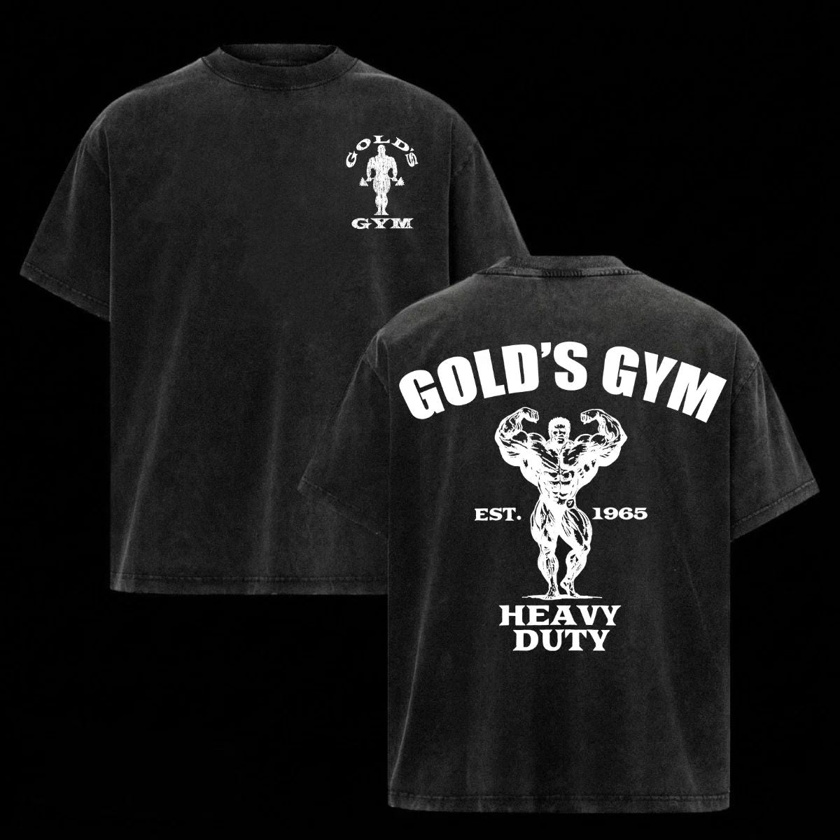 Gold's Gym Shirt Wash Oversized Graphic Tee Heavy Cotton Streetwear Gym Merch