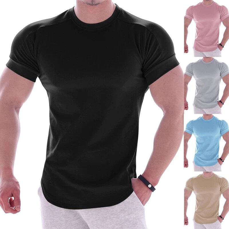Gym Fit T shirt Training Top Fitted T-Shirt Tee Muscle Short Sleeve Workout UK