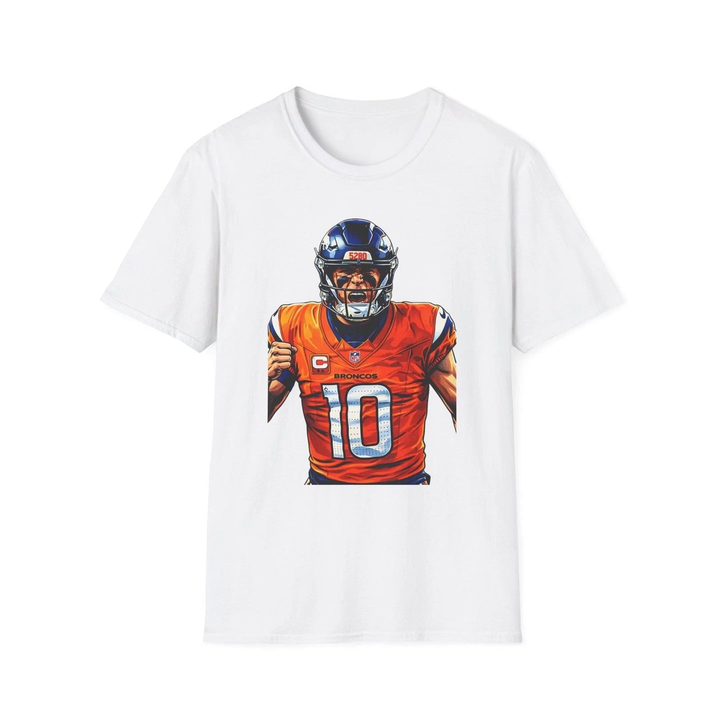 Quarterback Bo Nix Illustration T-Shirt | Number 10 Jersey