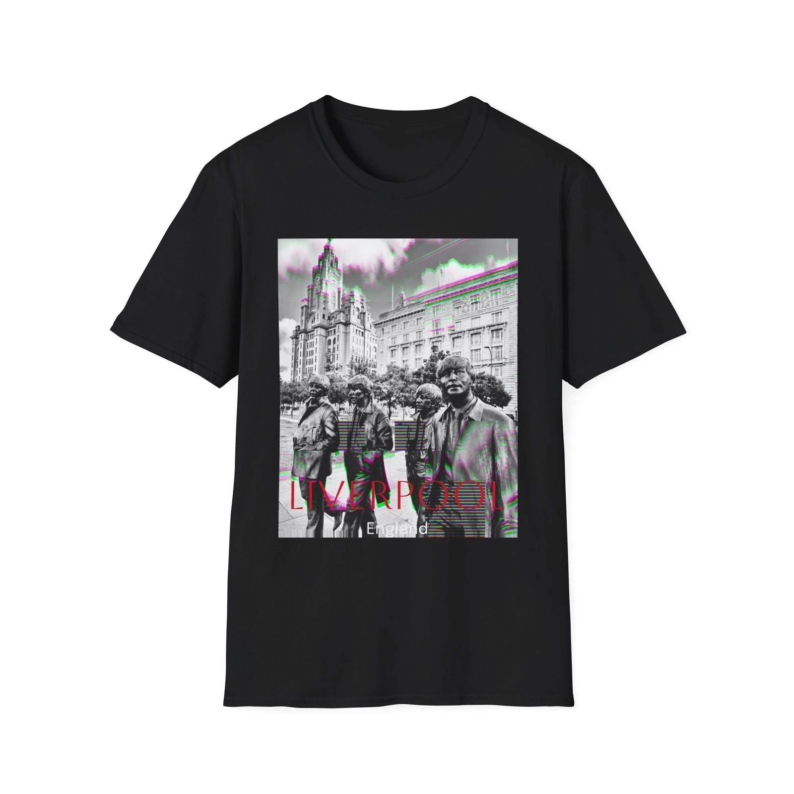Liverpool England T-Shirt Black tee The beetles