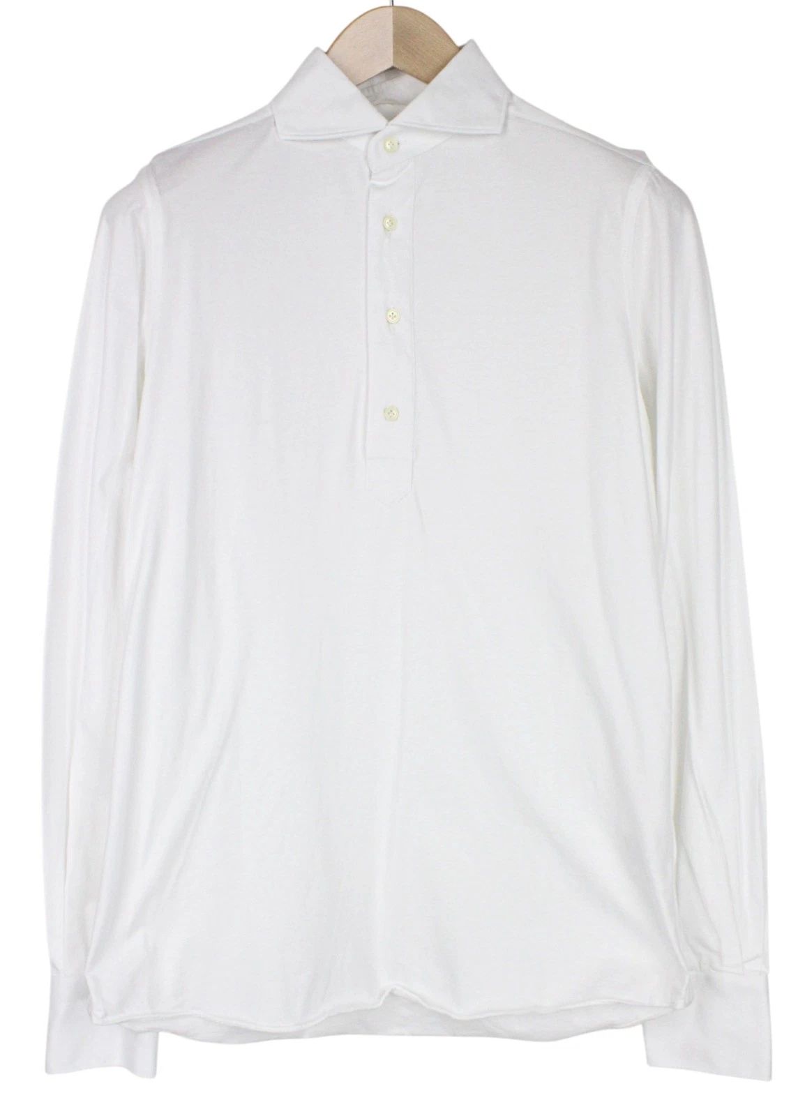 SUITSUPPLY Men Spread T-Shirt 37/14.5 Extra Slim Fit Polo White Cotton I