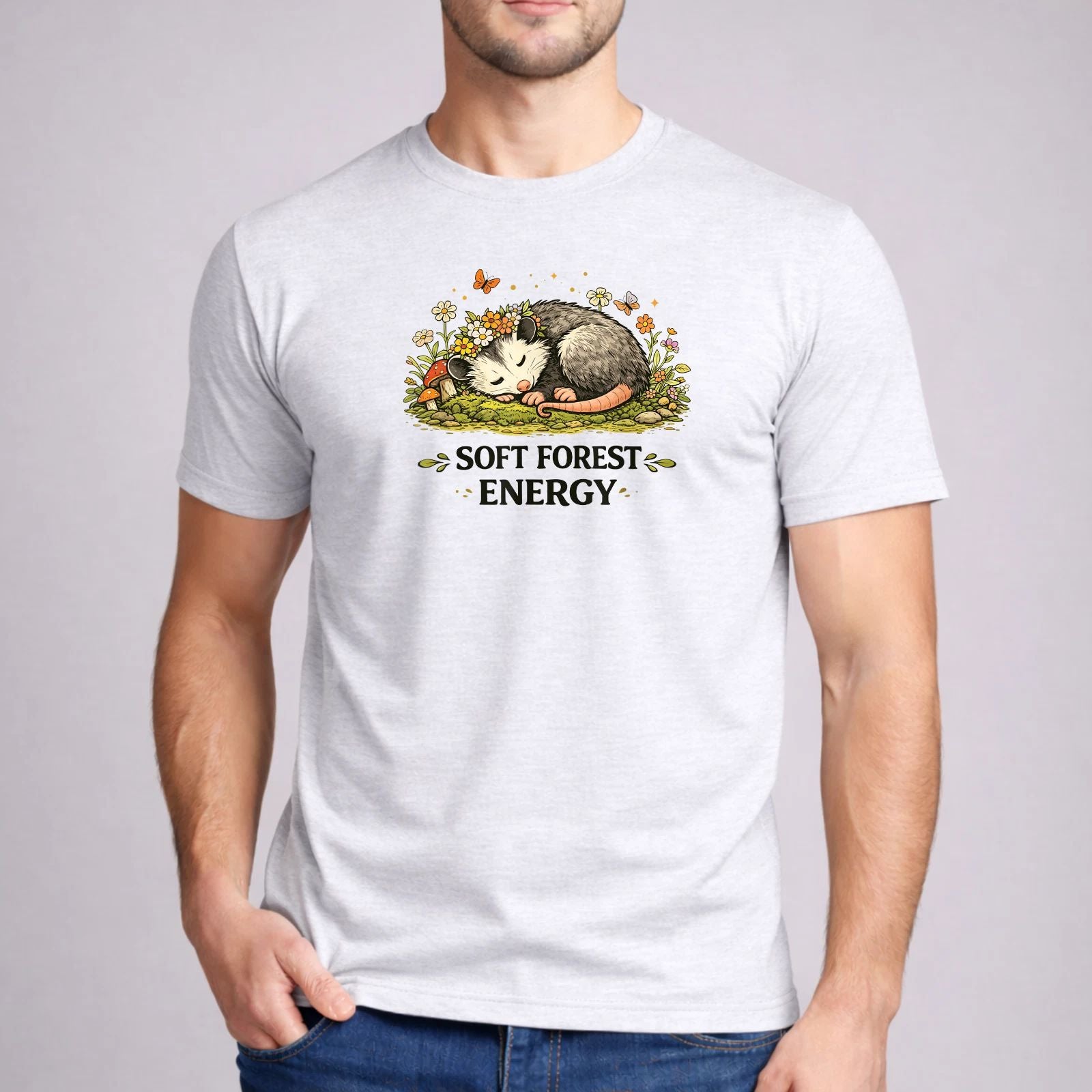 Soft Forest Energy Shirt Cozy Possum Mushroom Cottagecore Gildan Unisex Tee Gift