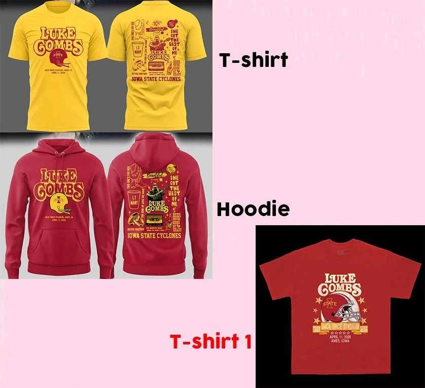 Iowa State Cyclones Luke Combs 2026 Tour Jack Trice Stadium Hoodi,e T-Shirt