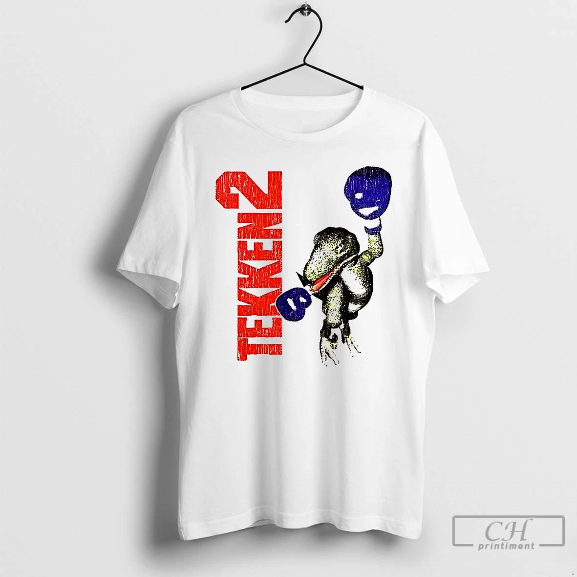Classic Tekken 2 Dinosaur Alex Purple Boxing Gloves Vintage T Shirts