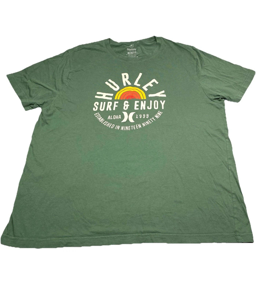 Hurley Graphics T-Shirt Mens Sz X Large Short Sleeve Crew Neck Surf Enjoy Green