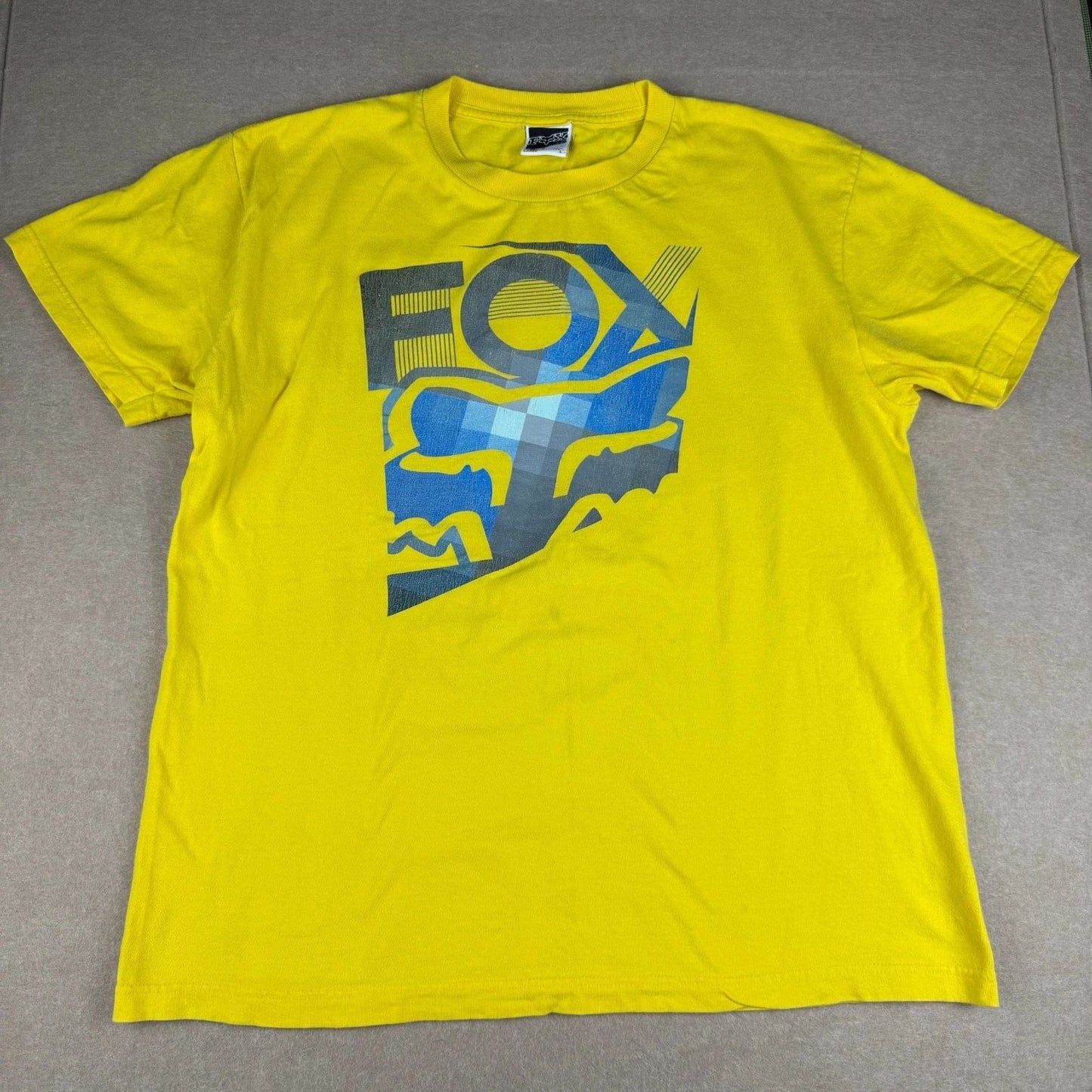 Fox Shirt Mens Large Yellow Motocross Racing Graphic Logo Sports Tee