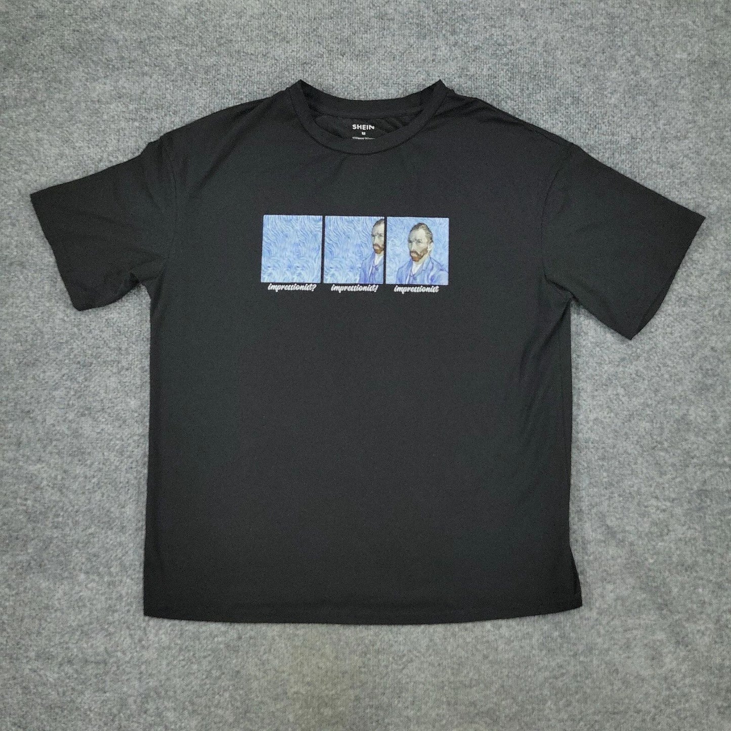 Vincent Van Gogh Shirt Men's Medium Black Impressionist Graphic Tee Short Sleeve