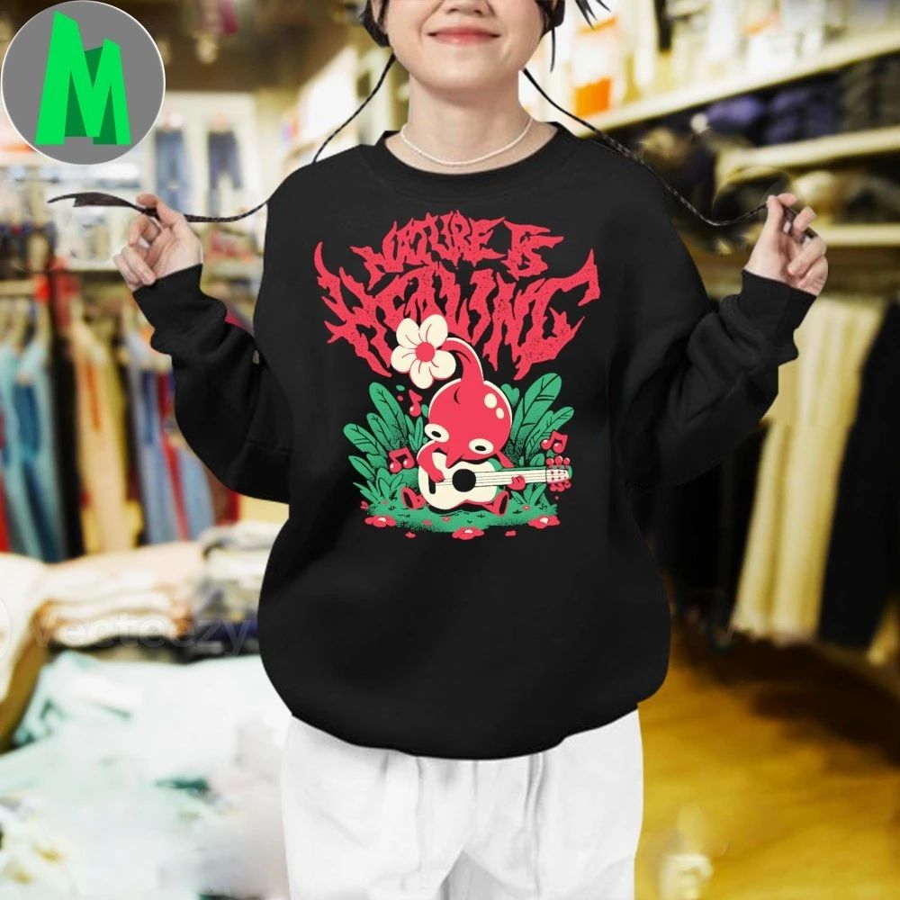 Original Pikmin-themed t-shirt from The Yetee featuring a character playing a guitar
