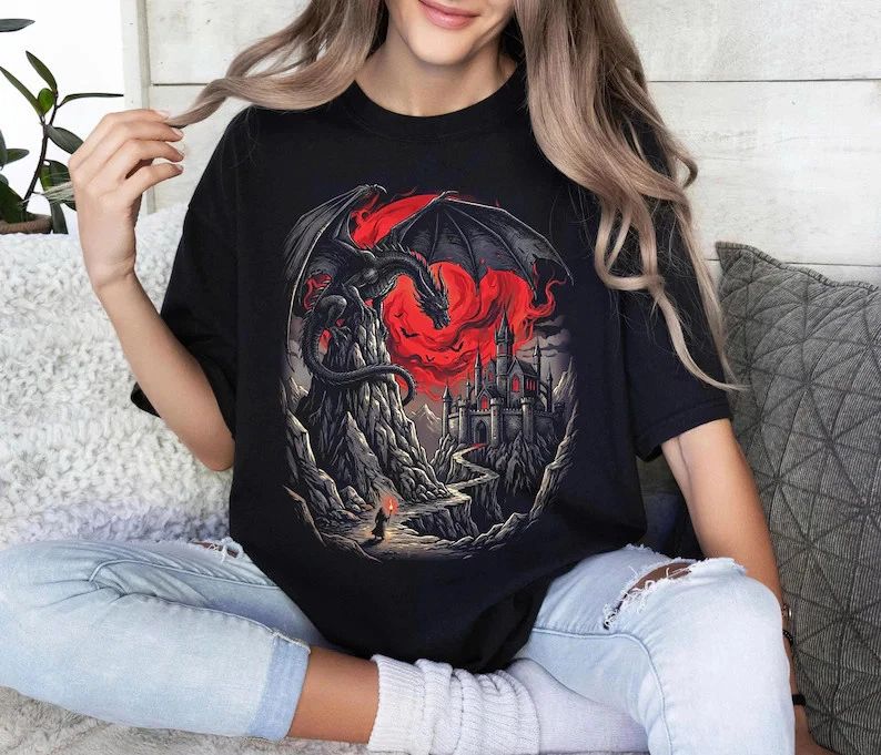 Unisex Dragon Comfort Tee Vintage Style Dark Aesthetic Soft