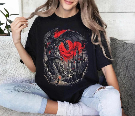 Unisex Dragon Comfort Tee Vintage Style Dark Aesthetic Soft