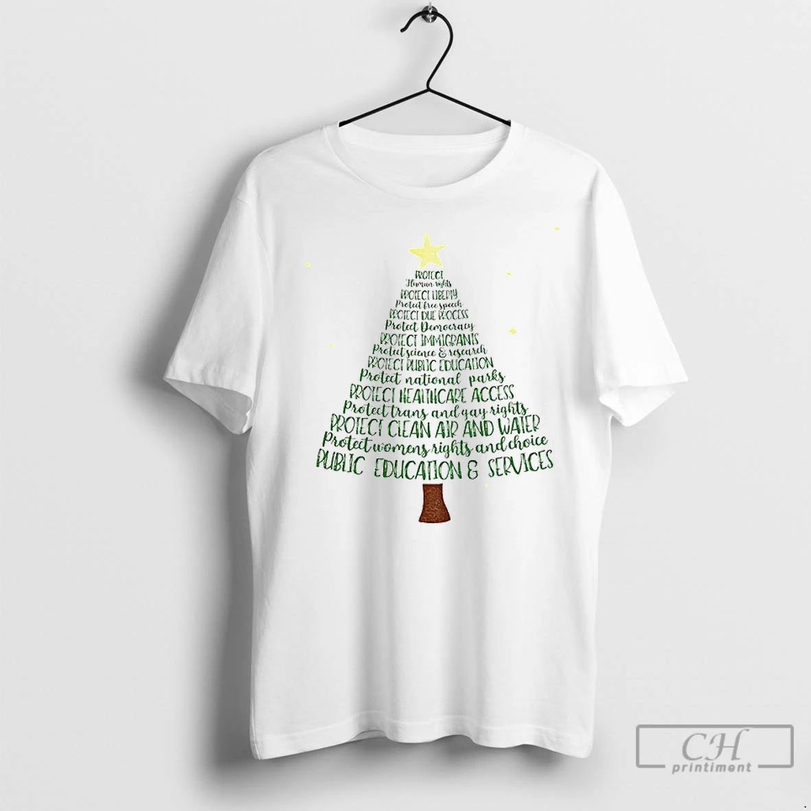 Classic Protect Democracy Christmas Tree Anti Trump Fascism