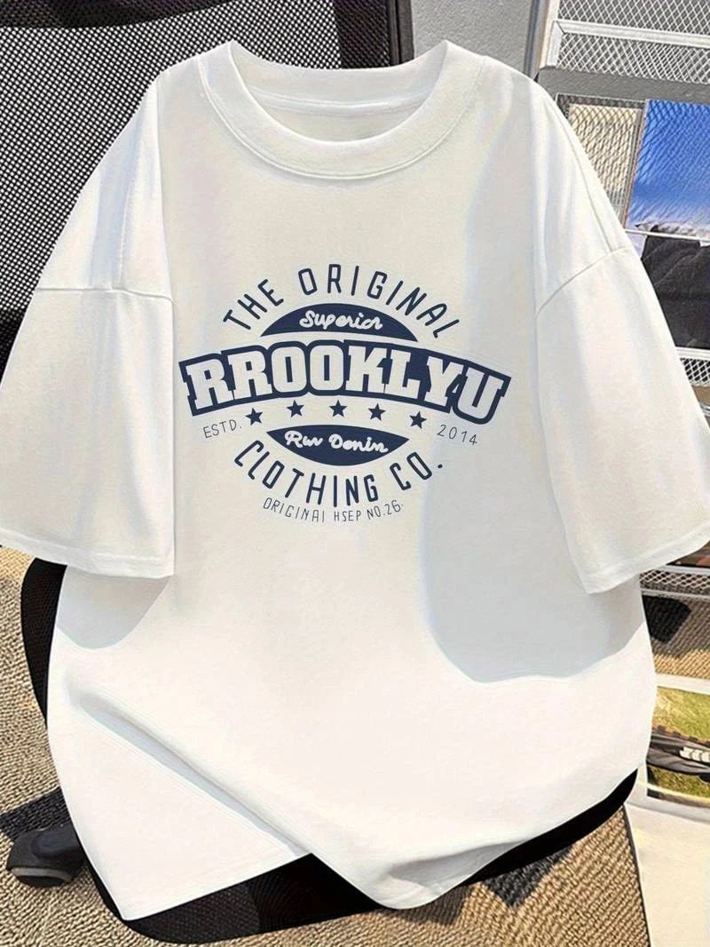 Men's Casual Cotton T Shirt Streetwear Street RROOKLYUT-Graphic Tee Shirt Casual