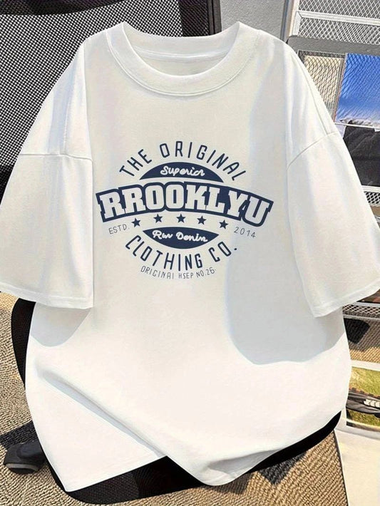 Men's Casual Cotton T Shirt Streetwear Street RROOKLYUT-Graphic Tee Shirt Casual