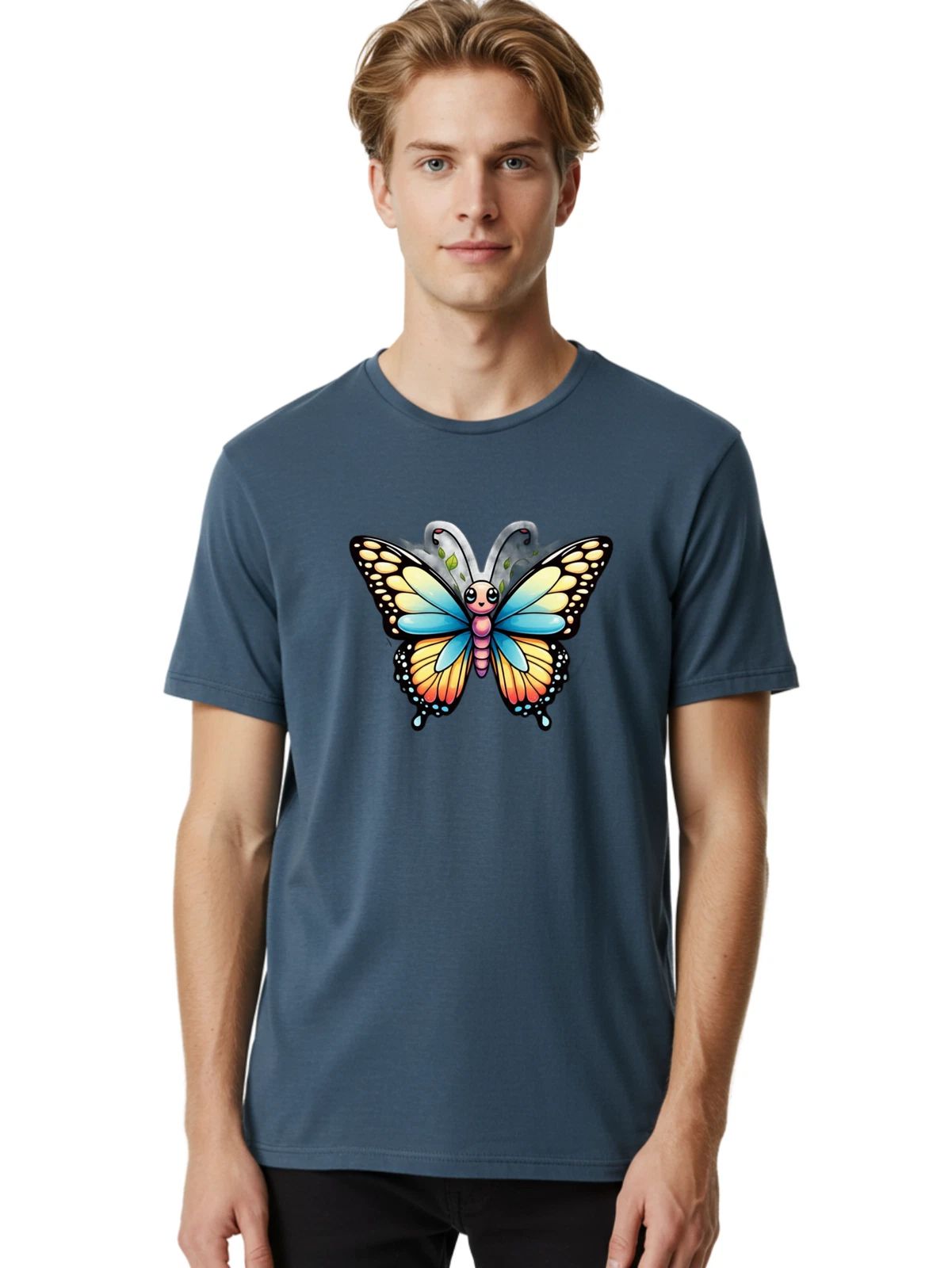 Butterfly-3 Mens Graphic Tee, 100% Cotton, Casual Summer Wear
