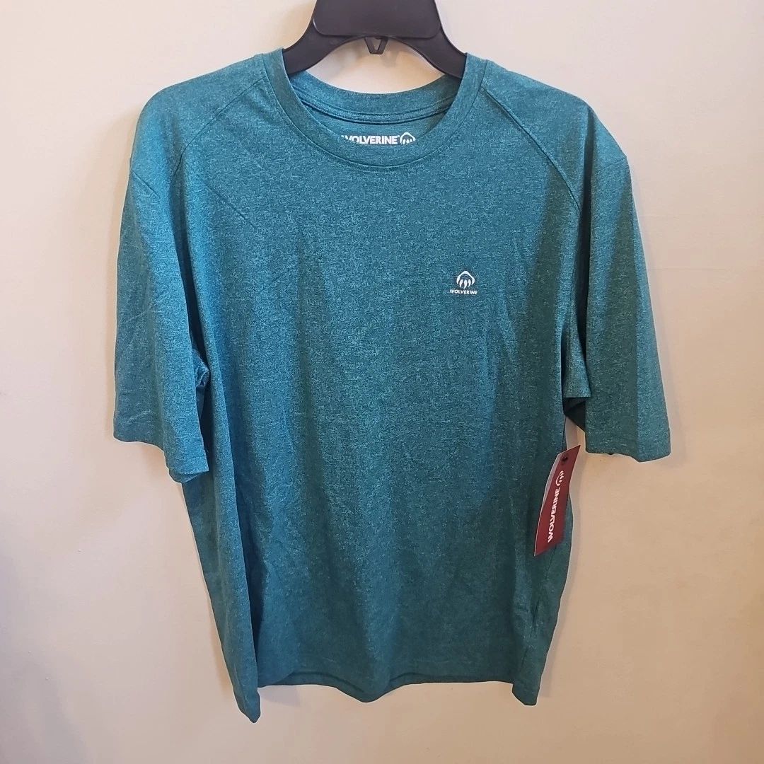 NWT Wolverine Edge ShortSleeve TShirt Men’s Large Legion Blue Looks GreenishBlue